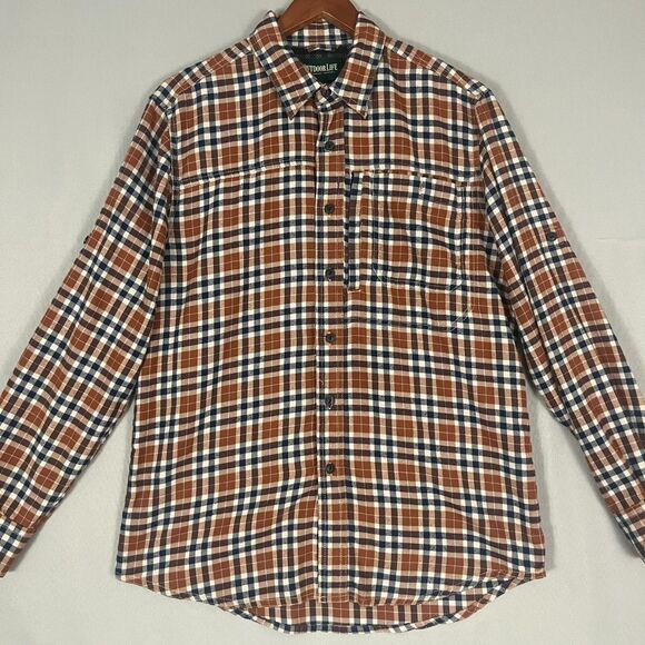 Outdoor Life Men's Medium Performance Flannel Shirt Moisture Wicking Quick Dry - Picture 2 of 7